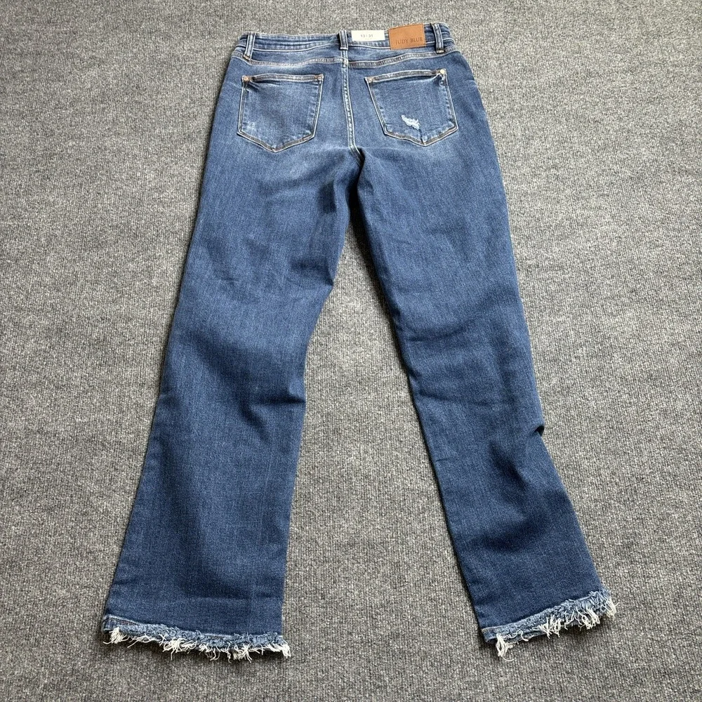 Judy Blue Jeans Women's Size 13 31 Blue Dad Jean Mid Rise Distressed Medium Wash - Picture 6 of 11